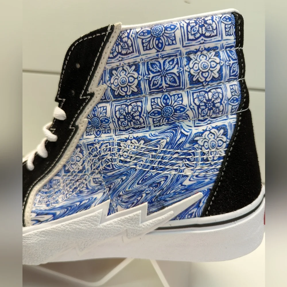 Vans SK8-Hi Bolt Liquify Black Blue Casual Fashion Hi-top sneakers size Men's 8